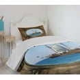 thumbnail image 4 of Ambesonne Marine Quilted Bedspread Set 2 Pcs, Ship Window with Cruise, Twin Size, Multicolor, 4 of 6