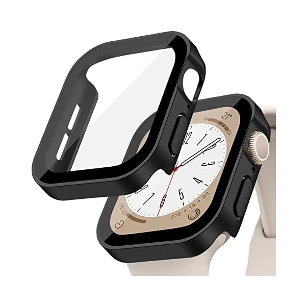 wonima02 Screen Protector for Apple Watch Case Cover Series 9 SE 8 7 6 5 4 40mm 44mm 41mm 45mm Tempered Glass Waterproof PC Protective Bumper Face accessries for iwatch SE2 gen2 Women Men