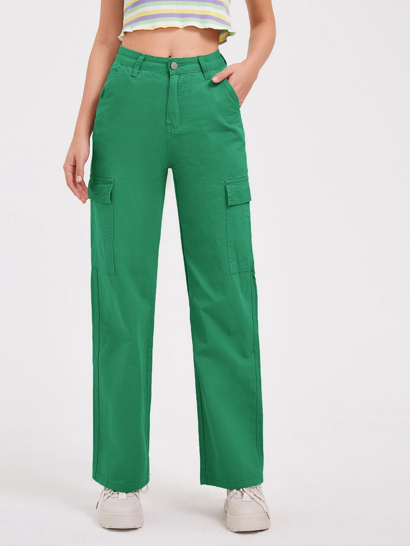 Women's High Waisted Slant Pocket Cargo 