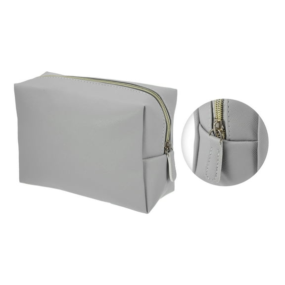 Vocoste PU Leather Large Makeup Bag, Cosmetic Travel Bag Case Make Up Brush Organizer Bag Toiletry Bag, L Size, Gray