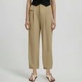 thumbnail image 2 of Lenpel Dress Pants for Women Plus Size Zip Button Elastic High Waisted Pleated Straight Leg Work Pants Business Casual Trousers(Khaki,X-Large), 2 of 3