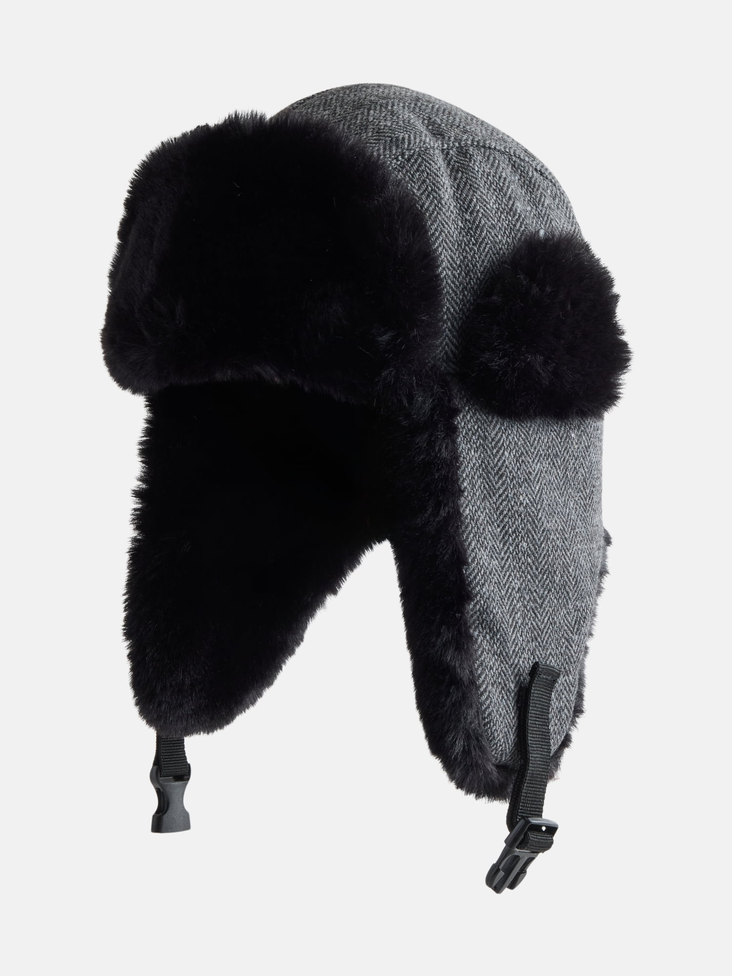 Ozark Trail Women's Faux Fur Trim Trapper Hat, Black