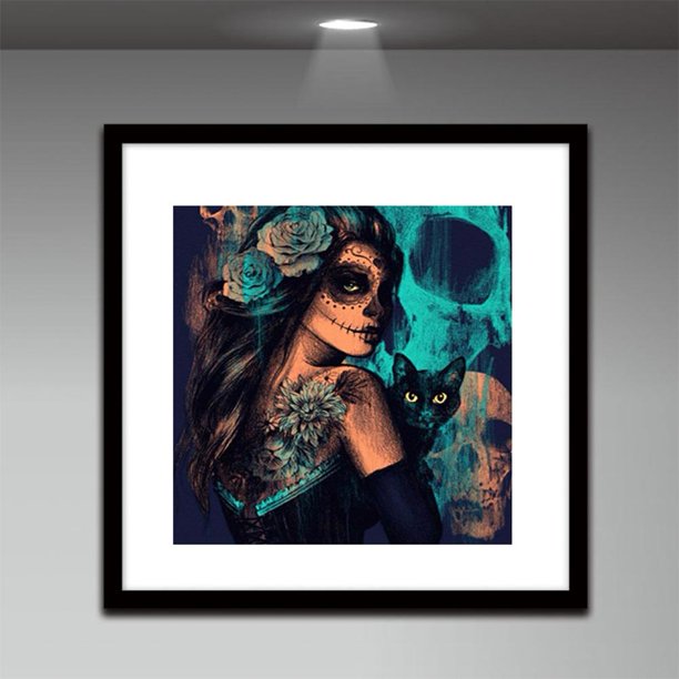 Cuadros Decorativos 5D bricolaje completo taladro diamante pintura calavera cara gato Cruz puntada mosaico Kit Ndcxsfigh Nuevos Originales