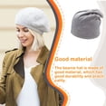 thumbnail image 3 of Qarigey Beanie Hat Cómodo Casual Color sólido Gorros para adultos Gorras Turbante simple Mujeres Hombres Sombreros para la decoración del vestido Sombreros cuero gris Qarigey AP009244-17B, 3 of 6