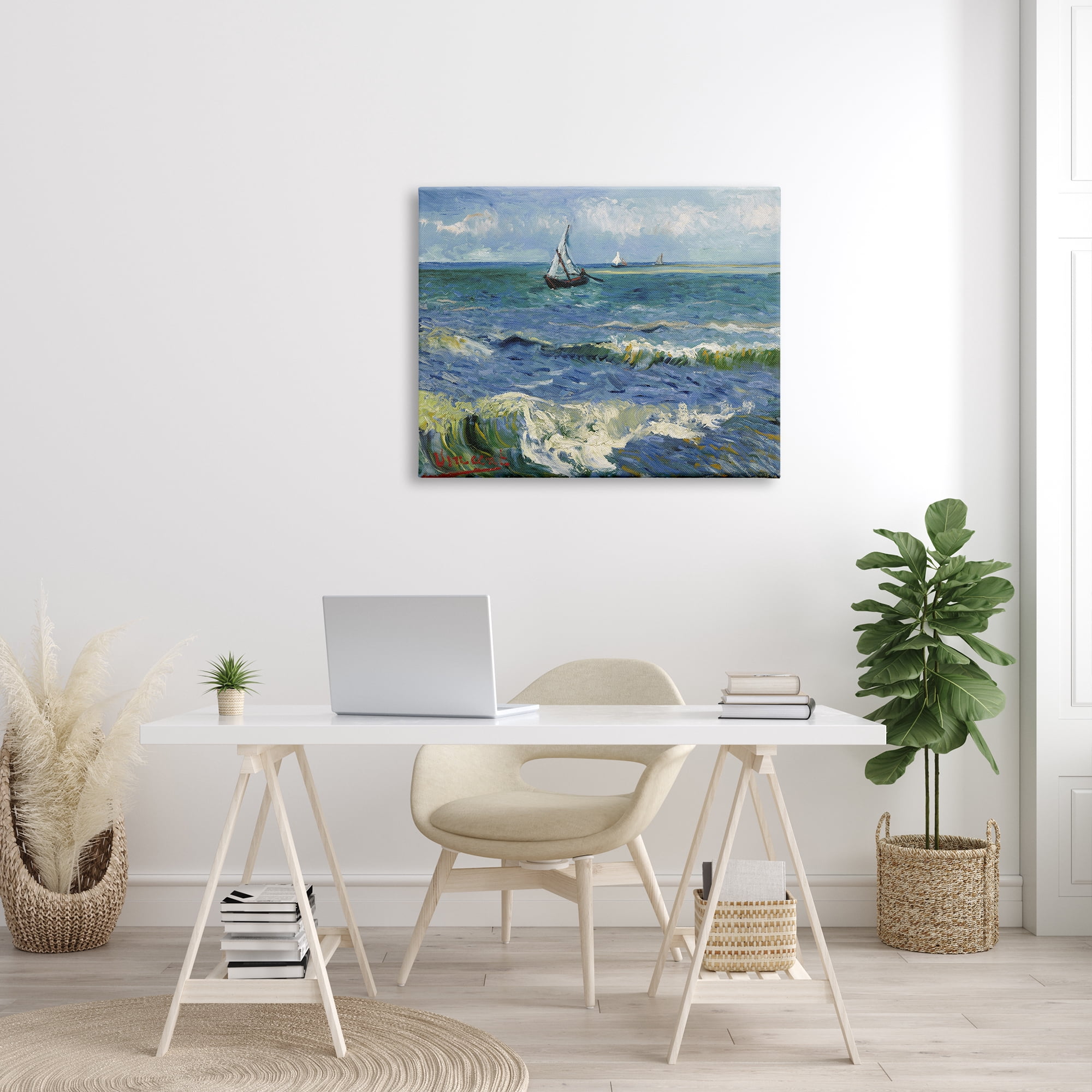 Stupell Industries The Sea at Les Saintes-Maries-de-la-Mer Vincent van Gogh Painting Painting Gallery Wrapped Canvas Print Wall Art, Design by one1000paintings