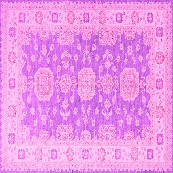 Ahgly Company Indoor Square Oriental Pink Traditional Area Rugs, 6' Square
