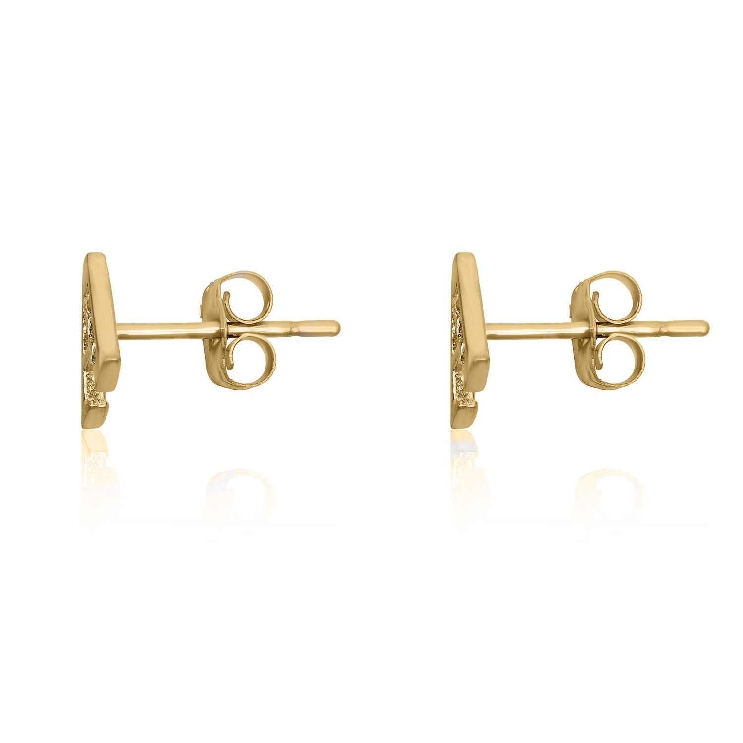 AVORA 10K Yellow Gold Simulated Diamond CZ Initial "A" Stud Earrings