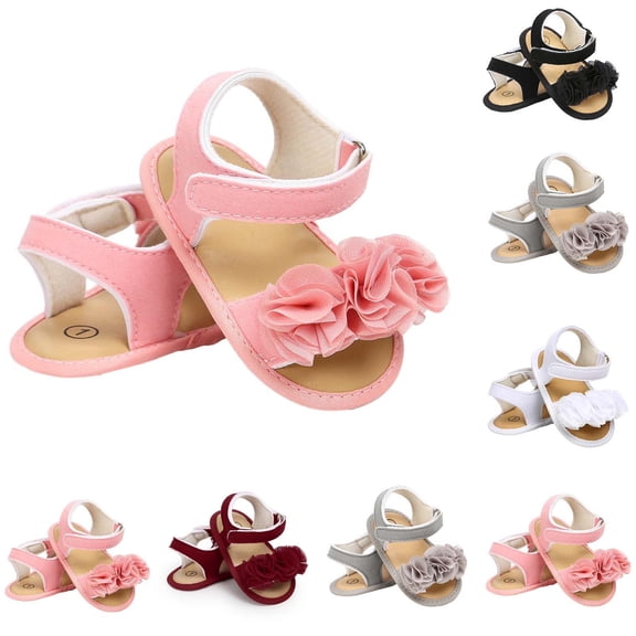 YHAJDS Baby Rose Sandals Flat Soft Sole Breathable Summer First Walker Shoes for Infant Baby Girl 6-12 Months