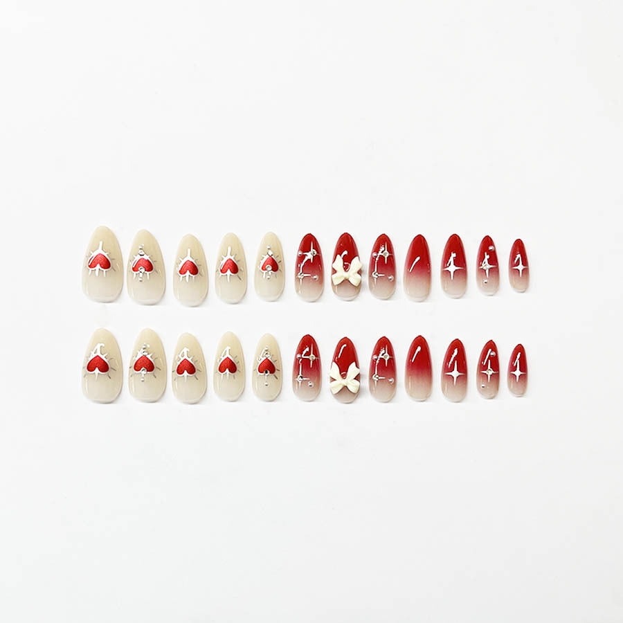 Long Almond Nail Pure Love Sweet Bow Classic Versatile Gentle Removable Wear Nail Fake Nail Pieces