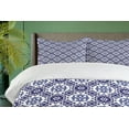 thumbnail image 4 of Ambesonne Mosaic Duvet Cover Sets, Rhombus Style Floral Tiles, 2-King, White and Indigo, 4 of 7