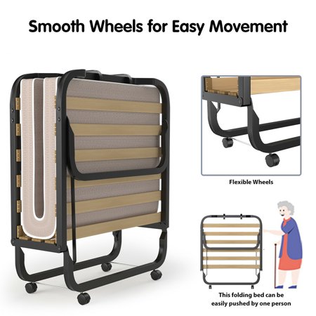 Lit Pliant Avec Matelas En Mousse De Forme Metallique Sur Roulette De Lar Marque Gymax Walmart Canada