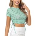 thumbnail image 4 of HTOOQ Ribbed Crop Top for Women Summer Ruched Crop Tops with Drawstring Scoop Neck T Shirts for Women, 4 of 7