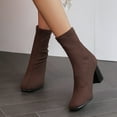 thumbnail image 4 of B91xZ Bottines Chelsea pour Femmes Mode Fermeture Éclair Latérale Boucle, Marron 8.5, 4 of 5