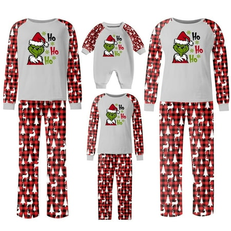

2024 Christmas Grinch Family Matching Grinch Printing Christmas Loungwear Family Matching Outfits Pajamas for Baby Kid Men Women Grinch Dress Up