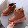 thumbnail image 2 of KPOPLK Girls Ankle Boots Side Zipper Low Heels Comfortable Casual Shoes for Toddler Little Kid Big Kid(11,Brown), 2 of 6