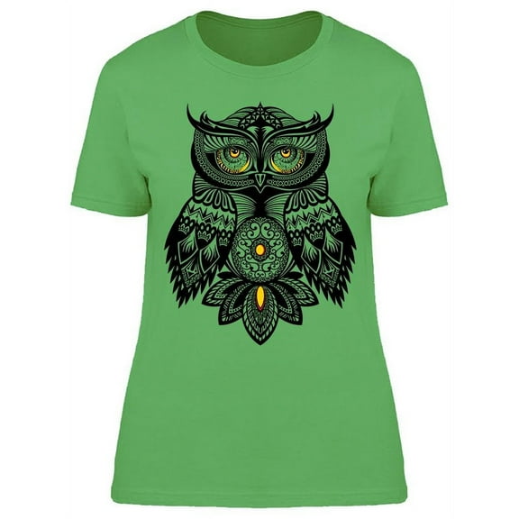 Tattoo Owl Pattern T-Shirt Women -Image by Shutterstock, Female Large