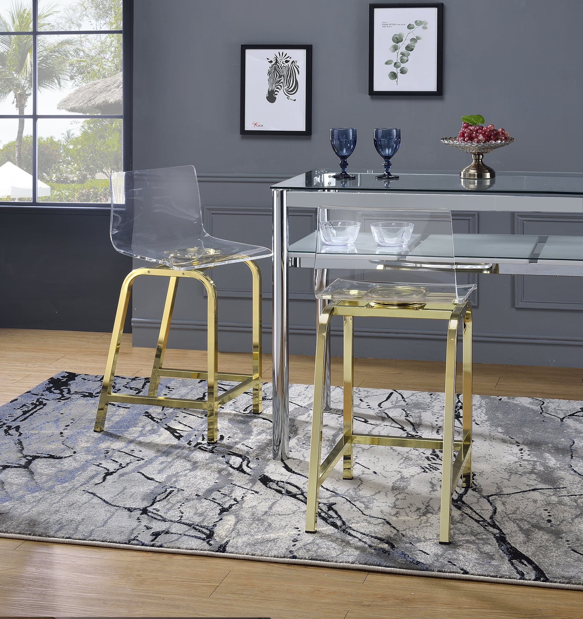 Acrylic Swivel Bar Stool - Gold Set Of 2 - Walmart.com - Walmart.com