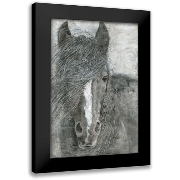 Cusson, Marie Elaine 11x14 Black Modern Framed Museum Art Print Titled - Horse in the Wind