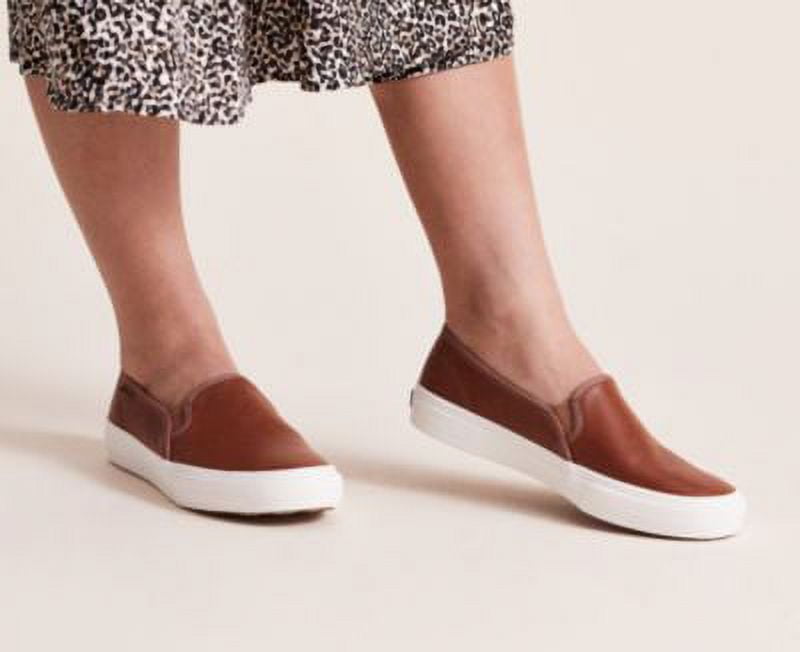 Keds Double Decker Leather Slip On Sneaker for Women Cushioned Footbed Cognac Walmart