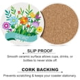 thumbnail image 5 of Round Drink Coasters, 6 Pcs Spring Elements Flower Leaf Absorbent Ceramic Coaster with Cork Base for Coffee Cups Housewarming Gift for Home Decor, 5 of 5