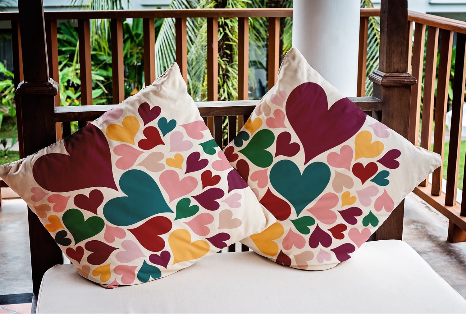 20"x20" Simply Daisy Valentines Hearts All Around Poly Indoor/Outdoor Pillow, Magenta Qty 1