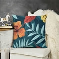 thumbnail image 2 of Plant Leaf Flower Print Pillow Cover Exquisite Anniversary Tropical Style New Home Office Indoor Home Decor Throw Pillow Case Cushion Cover Square (Navy Blue), 2 of 5