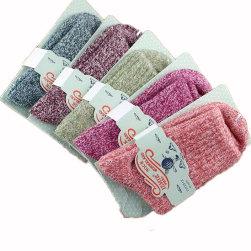 5 Pairs Womens Winter Cashmere Thicken Socks Ladies Warm Soft Sports Casual Sock