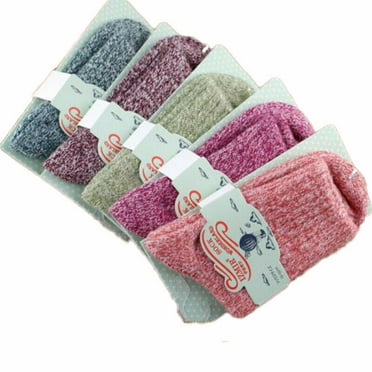 5 Pairs Womens Wool Cashmere Thick Sock Lady Soft Casual Winter Socks ...