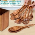 thumbnail image 6 of Wooden Spoons for Cooking, Premium Acacia Wood Kitchen Utensil Set with Holder, 6 of 6