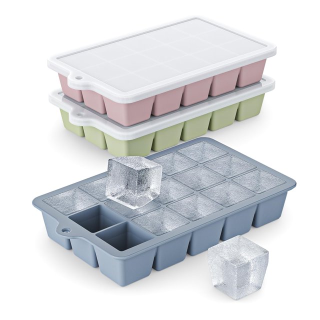 Bandeja para Cubos de Hielo Vethwal de Silicona, 3 piezas con tapa, libre de BPA