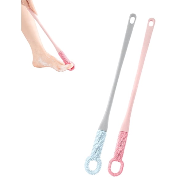 Long Handled Silicone Toe Cleaner, Soft Rubber Brush, Exfoliating Foot Scrubber for Shower - Seniors, Men and Women(wwx)