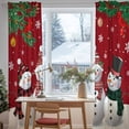 thumbnail image 3 of Christmas Snowman Sheer Curtains 84 Inches Long, Red Xmas Pine Branch Snowflake Red Birds Light Filtering Window Curtains for Living Room, Rod Pocket Voile Sheer Curtain Drapes, 52"Wx84"L, 2 Panels, 3 of 9