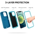 thumbnail image 3 of Compatible with iPhone 12 Case/iPhone 12 Pro Case 6.1-Inch (2020), Heavy Duty Defender 3-Layer Rugged Shockproof Drop Protective Cover Phone Cases for iPhone 12/12Pro,Blue Teal, 3 of 12