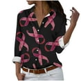 thumbnail image 2 of VKOYWKM Breast Cancer Shirts for Women Long Sleeve Button Down Shirt Pink Ribbon Graphic Tees Blouses Dressy Casual Work Tops Fall Breast Cancer Survivor Shirts, 2 of 4