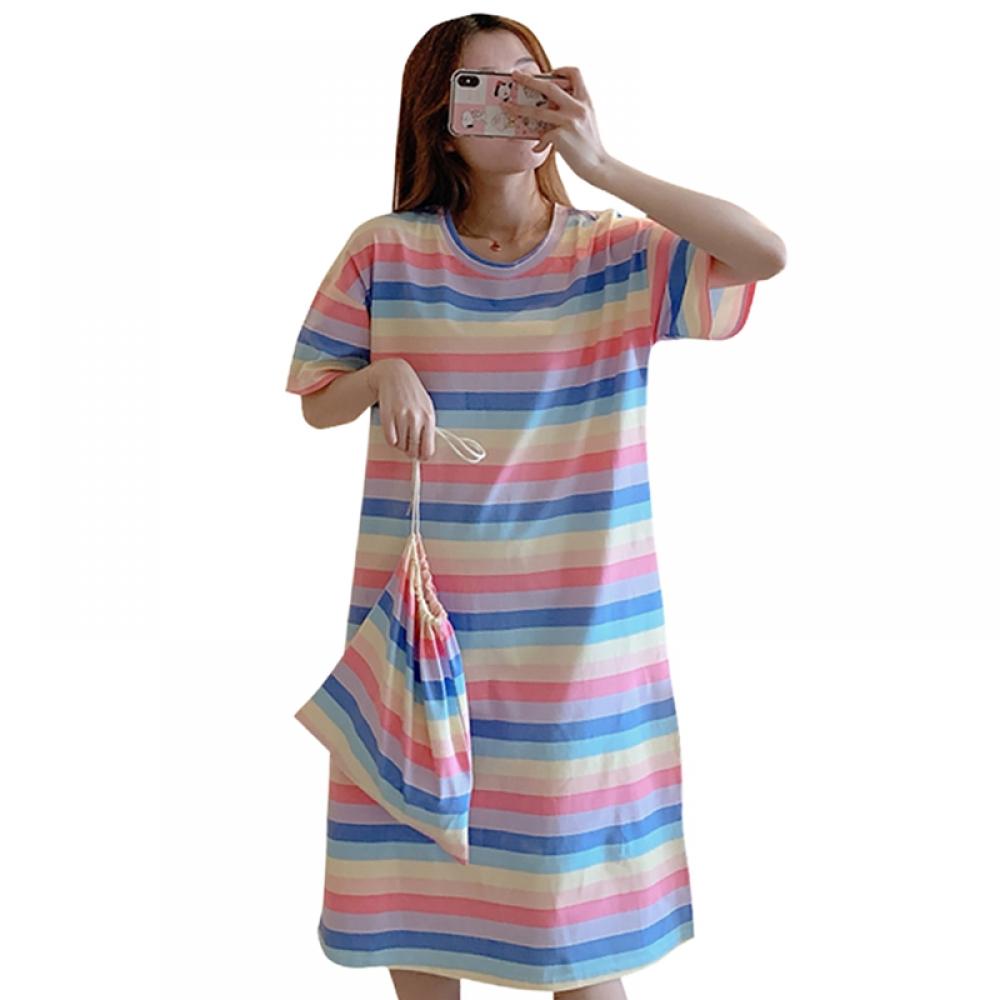 Spring Summer Women Sweet Loose Nightgowns Comfortable Plus Size Sleep