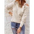 thumbnail image 4 of Women's Apricot Strapped Cut out Shoulder Turtleneck Sweater, 4 of 22