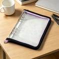 thumbnail image 2 of Leodye 1PCS Transparent PVC Zipper Loose-Leaf Folder, Two-Color Edge Design, Multifunctional Notebook Cover and File Storage Bag -7.9*5.5*1.2in, 2 of 7