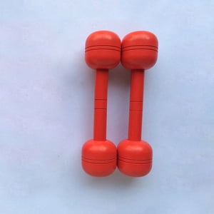 BESTYASH 2Pcs Childrens Dumbbells for Playtime Red Wooden Gym Training Equipment