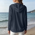 thumbnail image 6 of Qulqfy Cotton Essentials Hoodie Lightweight Long Sleeve Petite Fall Navy Button Up Hooded Drawstring Casual Shirts for Women S, 6 of 7