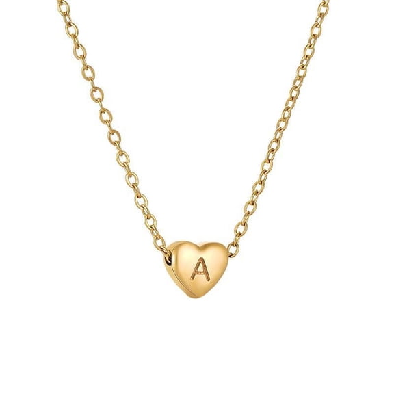 SEPARQI Jewelry Initial Pendant Necklace for Men Womens, 18K Gold Plated Full Heart Letter Capital Necklace Alphabets from A-Z Figaro Chain Necklaceins