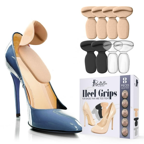 Ballotte Silicone Heel Protector, Heel Grips Heel Pads Shoe Pads Shoe Inserts for Women Heels, Shoe Inserts for Shoes That are Too Big High Heel Cushion Inserts Women (T Bars Multicolor 8 Pack)