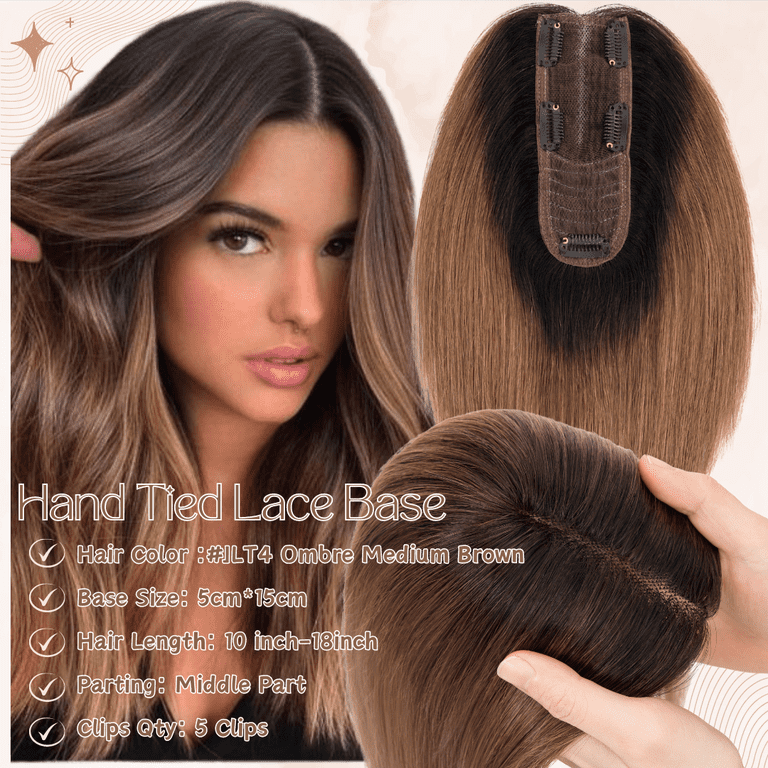 Benehair Handtied Lace Base Clip In Hairpiece 100% Remy Real  display picture 3