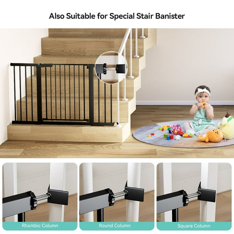29.5 51.6 Extra Wide Baby Gate 30 H Safety Doorway Gates Pressure Mounted Black