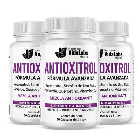 Pack 3 Antioxitrol Nutrientes Vidalabs México Antioxidantes Premium Resveratrol