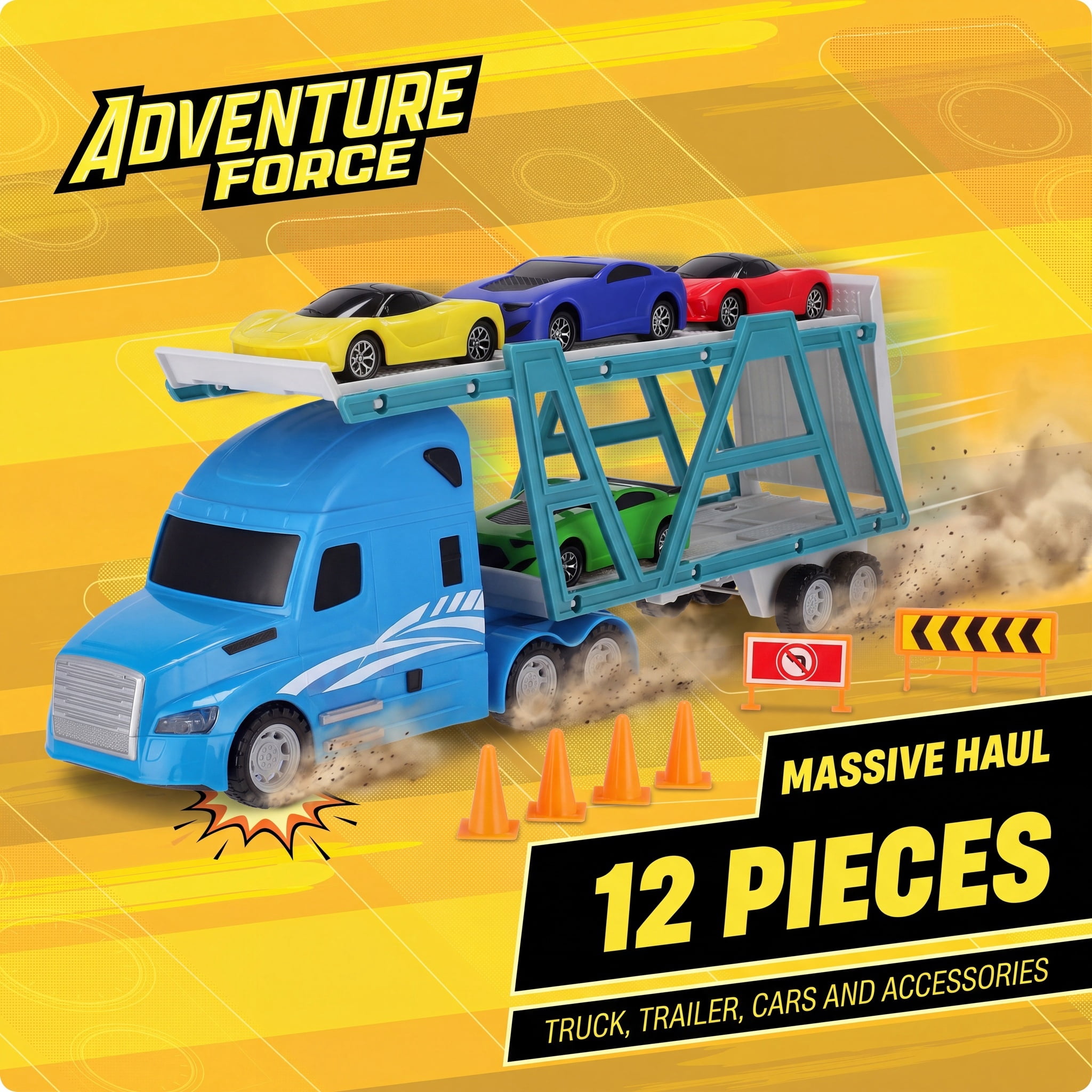 Adventure Force Mega Transporter Vehicle Play Set, 12 Pieces
