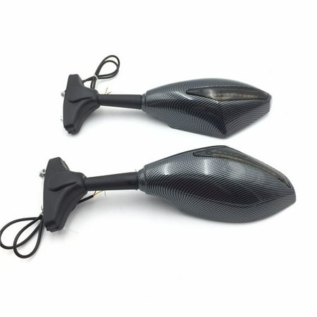Carbon Fiber Record HTT Motorcycle Blue Led Turn Signal Mirror Carbon Fiber Smoke For Honda Cbr 125R 150R Suzuki Sv650S Katana Tl1000R ()