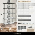 thumbnail image 2 of CAPHAUS NSF Adjustable Shelves Metal Wire Shelving Unit w/ Liners, Kitchen Storage Shelving, Metal Steel Storage Shelving, Garage Shelving Storage Organizer, Utility Shelf, 5-Tier W/ Wheels, Black, 2 of 8