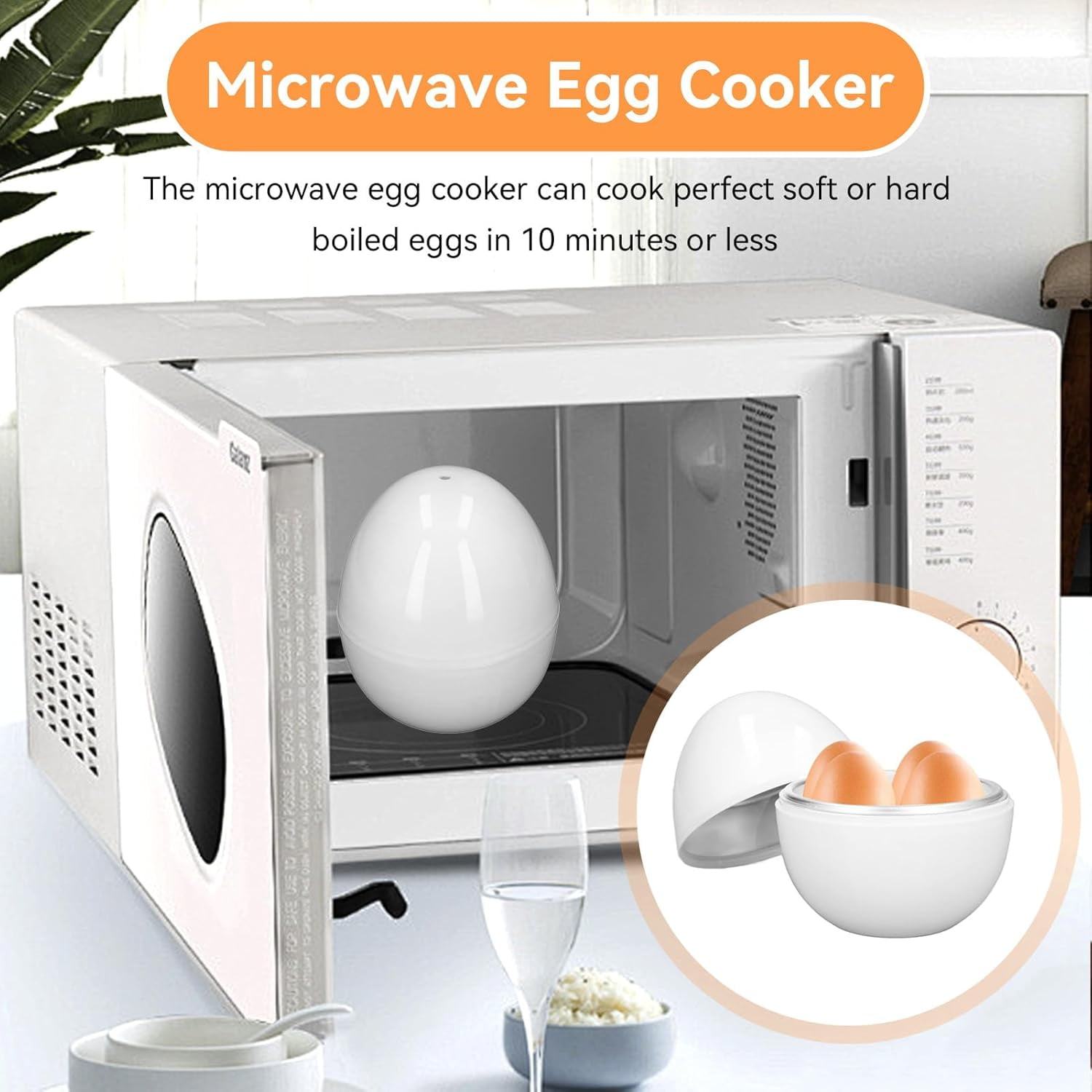 Microwave Egg Cooker, 4 Cavities Egg Cooker for Microwave Egg Boiler with Lid for Hard Boiled Eggs Microwavable Egg Poacher Cooking Kitchen Tools
