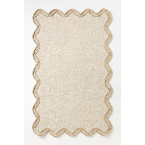 Elegants Hand Tufted Woollen Rugs Scalloped Border Rug Available In All Sizes 5x8 ft 6x9 ft 8x10 ft