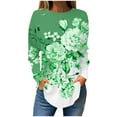 thumbnail image 2 of DPTALR Blouses d'Automne à Col Rond Imprimé pour Femmes Manches Longues Smockées, 2 of 5